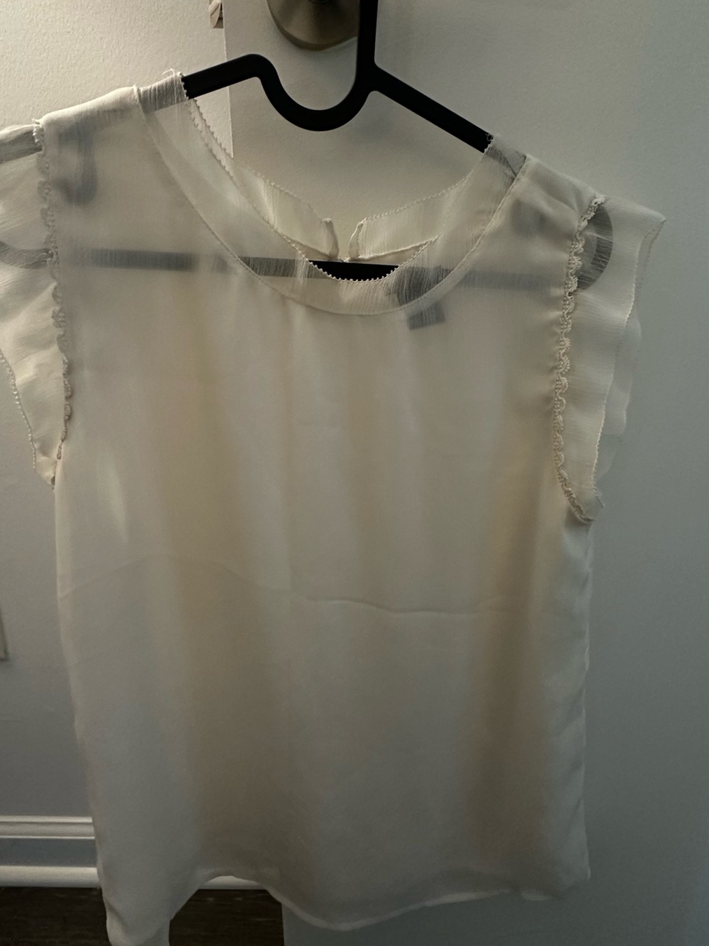 Sheer Cap Sleeve Blouse - Cream